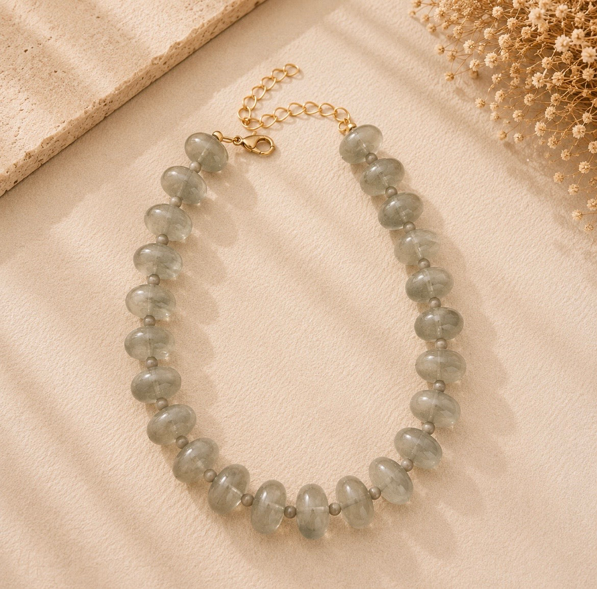 Smoky Gray Beaded Necklace
