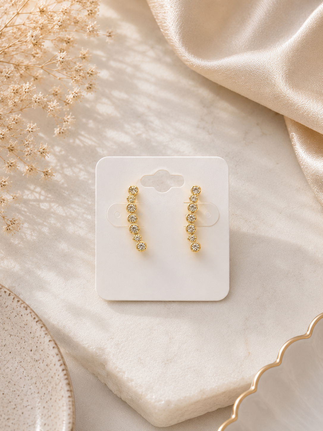Gold Crystal Ear Earrings
