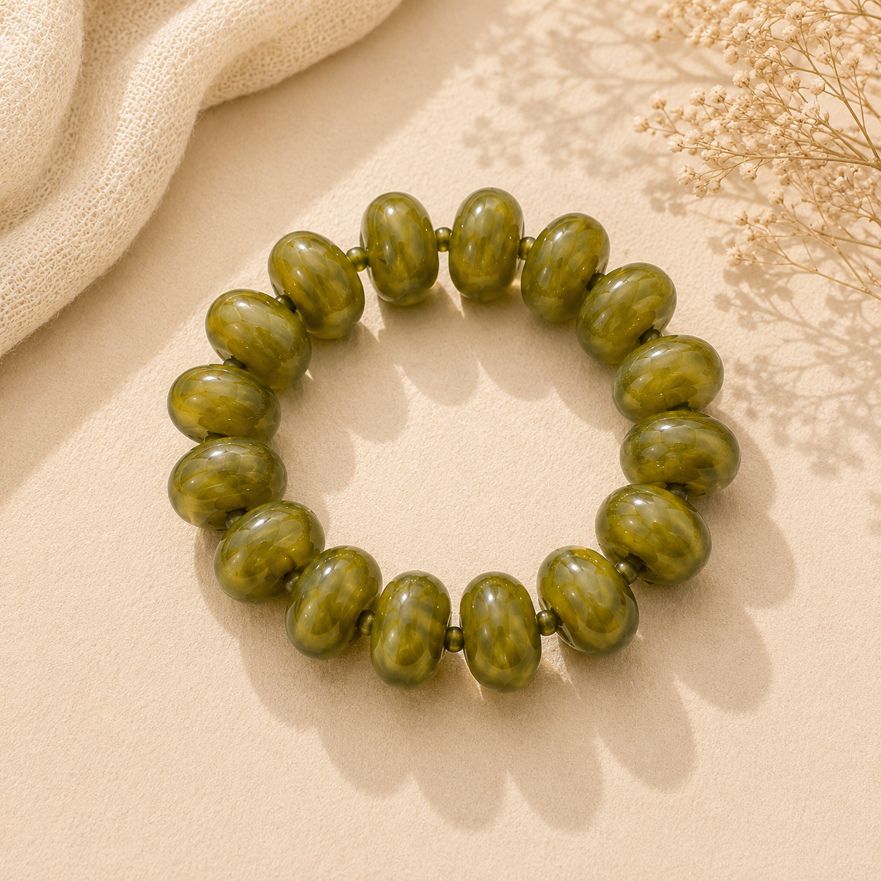 Olive Green Beaded Bracelet