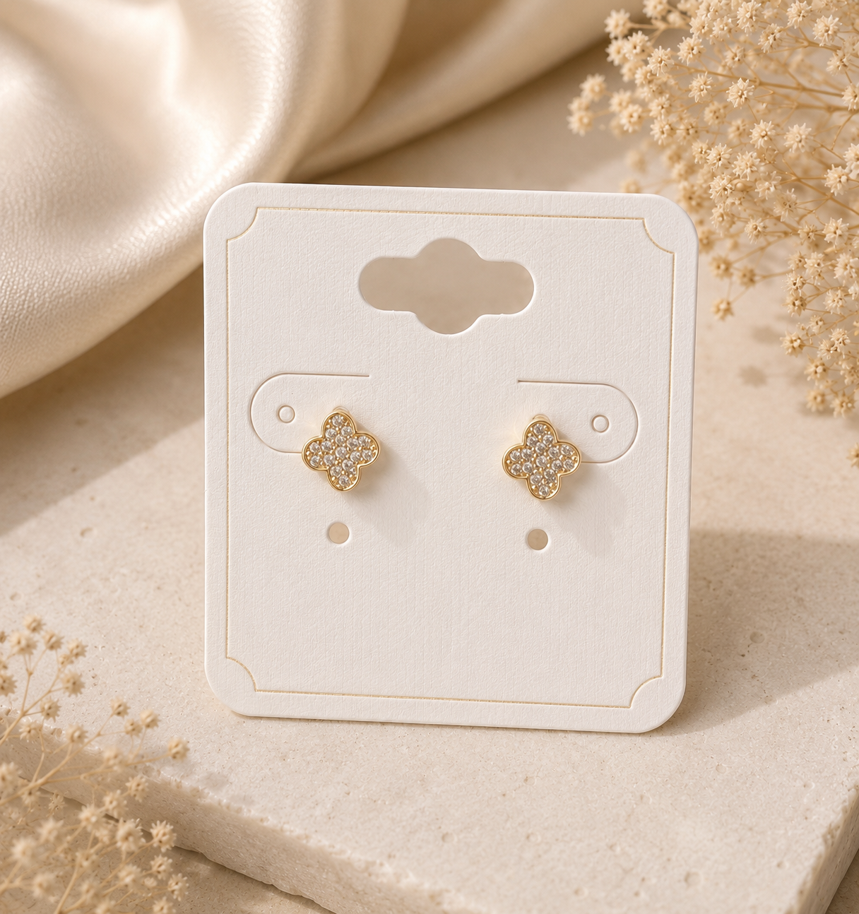 Gold Clover Stud Earrings