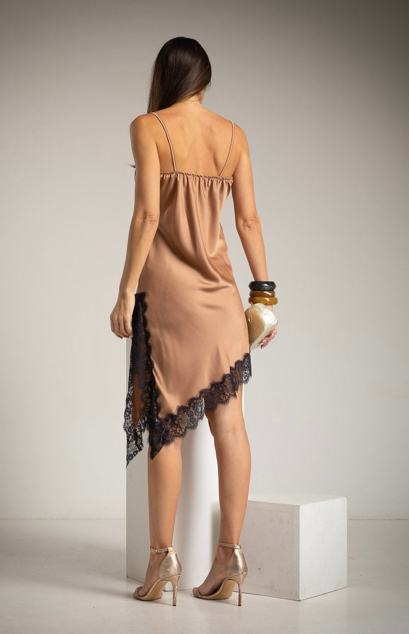 Asymethric Lace Short Dress