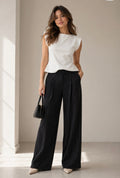 High Waisted Pin Stripe Wide Leg Pants