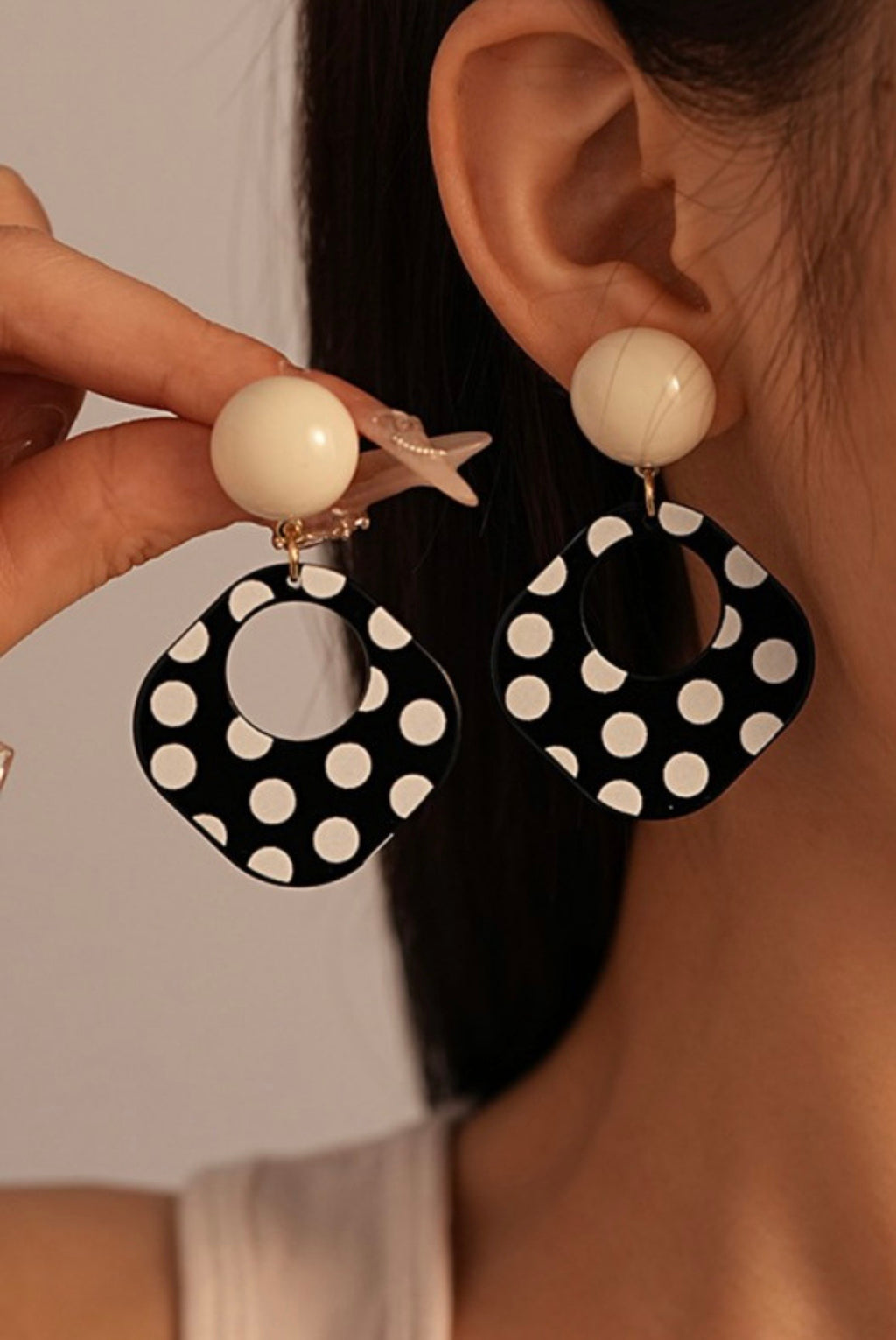 Polka Dot Square Geometric Earrings
