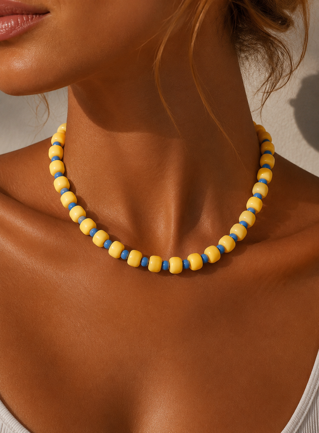 Resin Beaded Colorblock Necklace