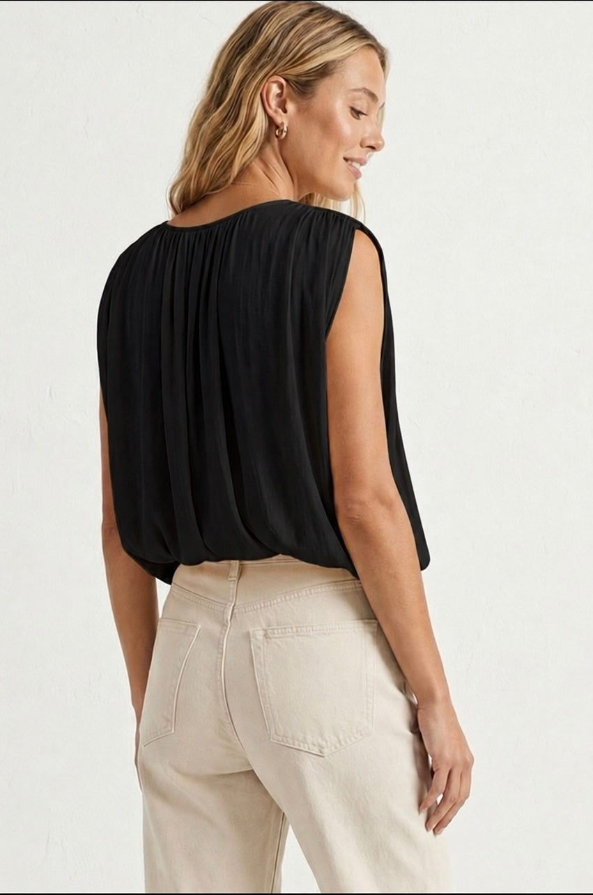 Grecian Drape Bubble Blouse