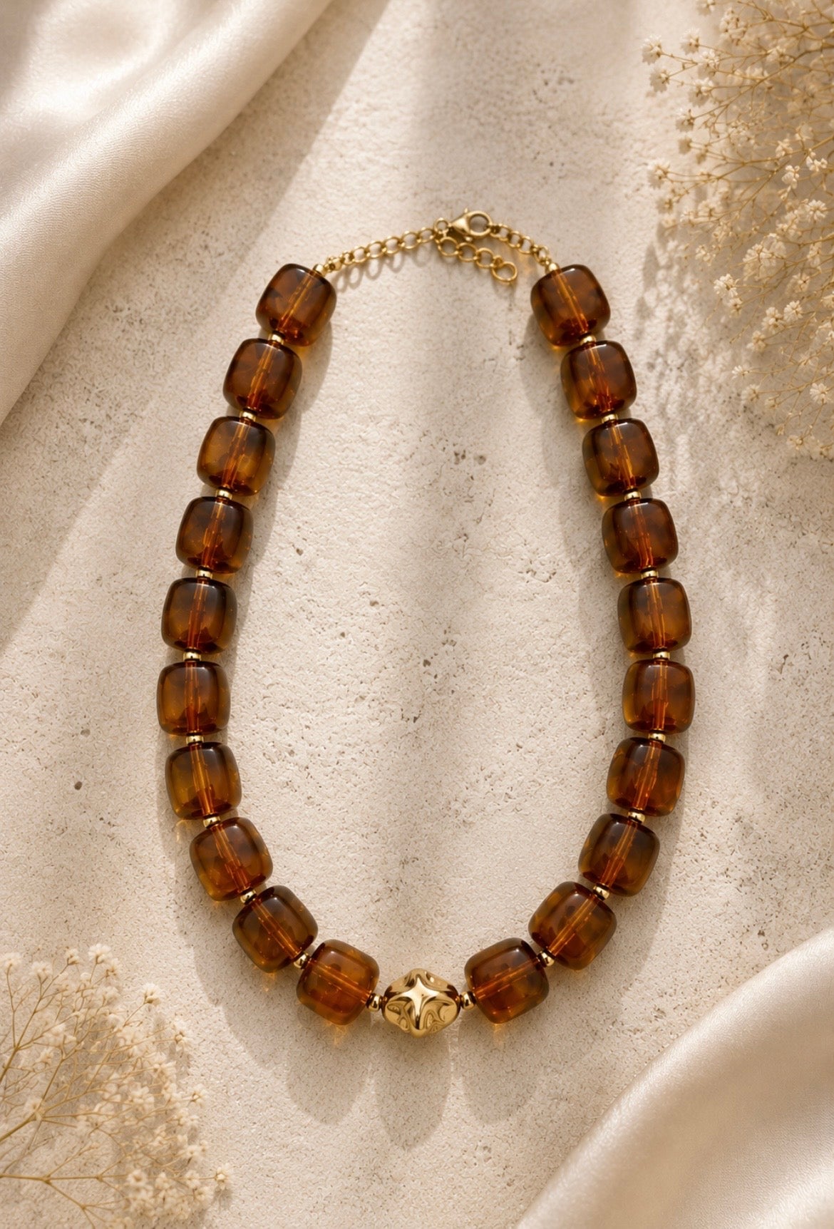 Amber Resin Bead Necklace