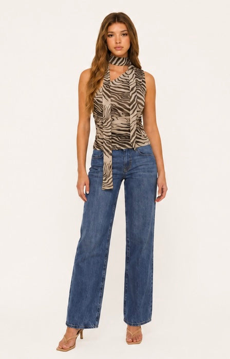 Zebra One Shoulder Top