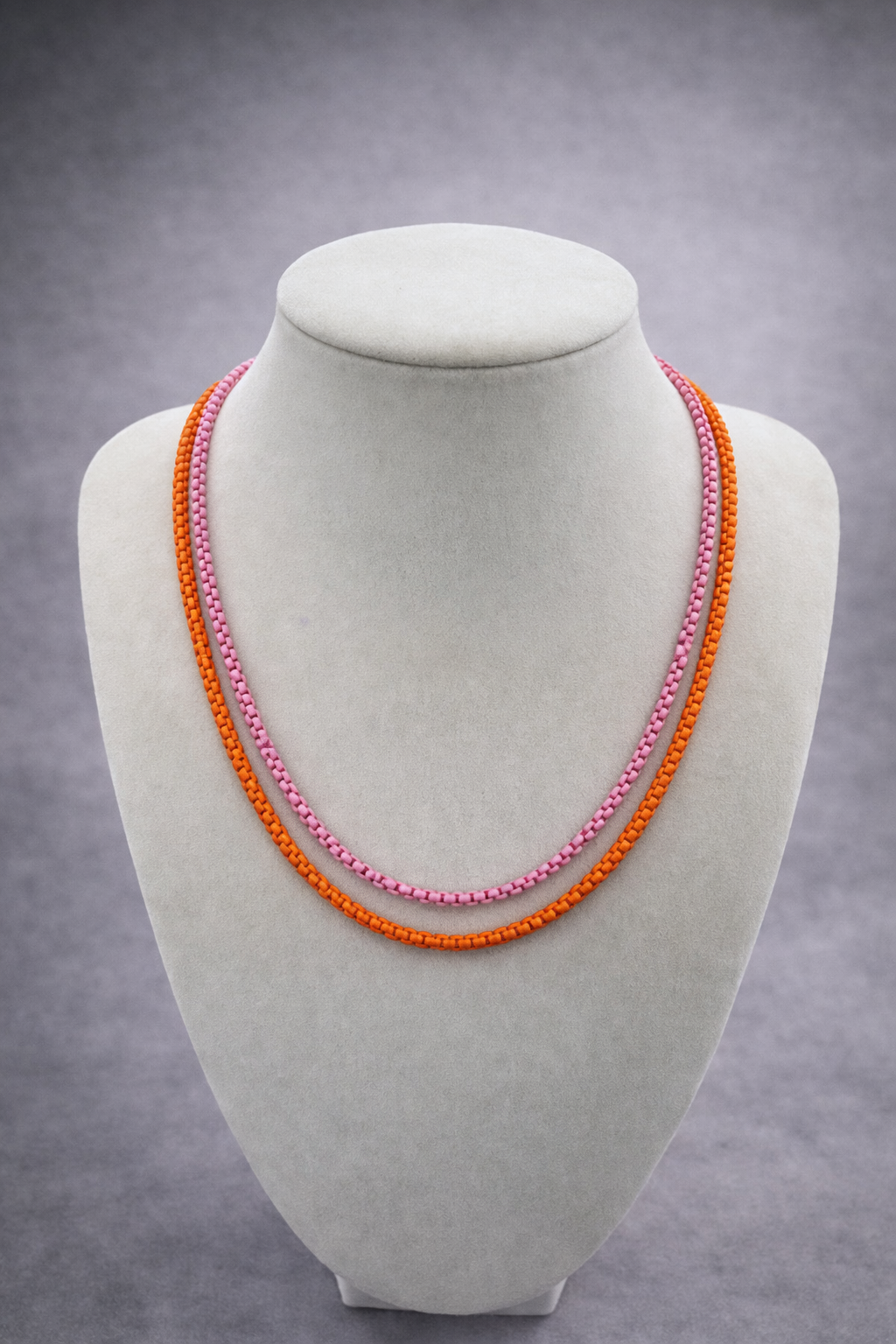 Colorful Beaded Necklace Pink and Orange
