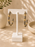 Taupe Beaded Hoop Earrings