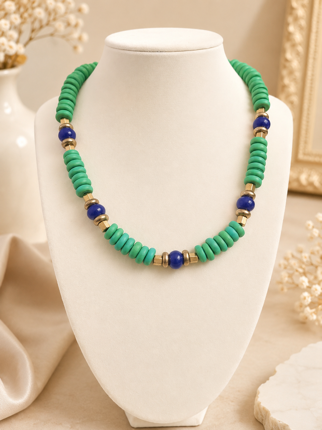 Green and Blue Beaded Necklace