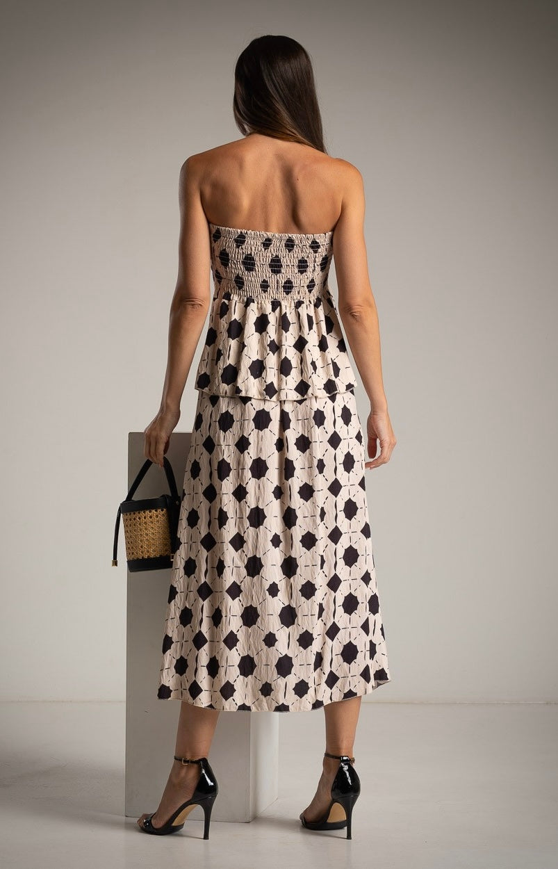 Star Print Strapless Dress