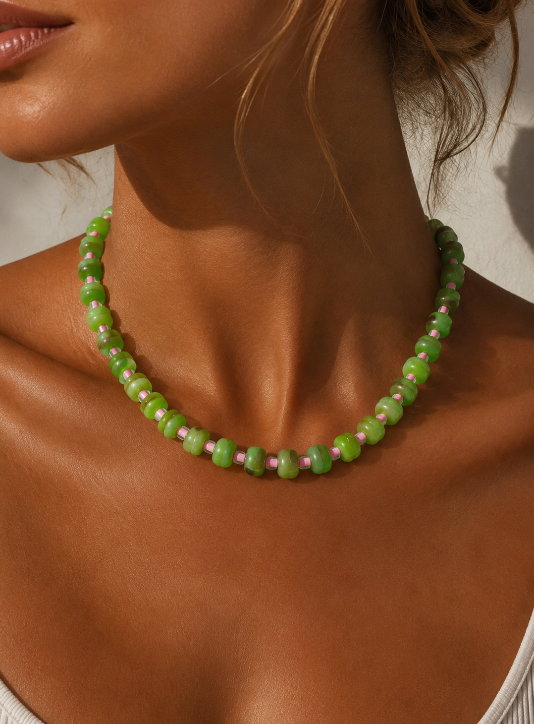 Resin Beaded Colorblock Necklace