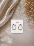 Two-Tone Hoop Earrings with Texture Silver and Gold