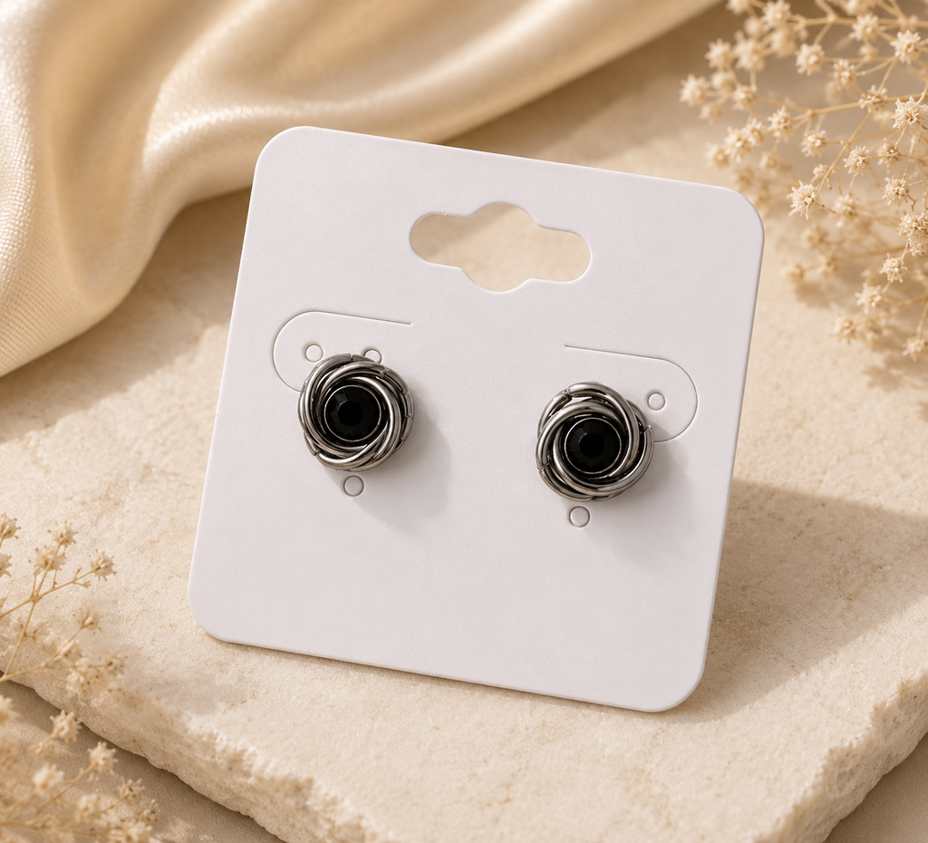 Textured Knot Stud Earrings Gold/Silver