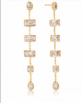 Gold Crystal Linear Drop Earrings
