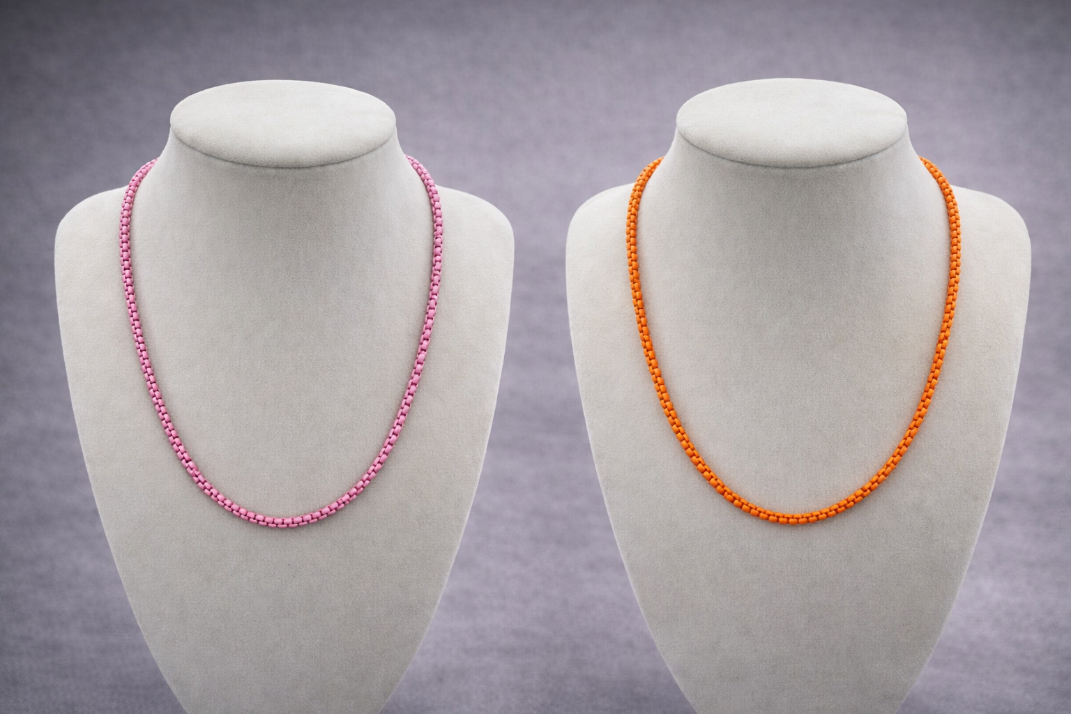 Colorful Beaded Necklace Pink and Orange