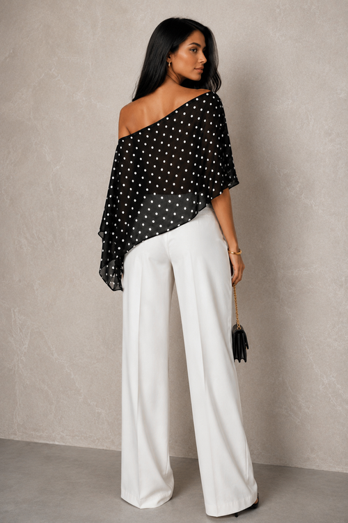 Asymmetrical Polka Dot Poncho