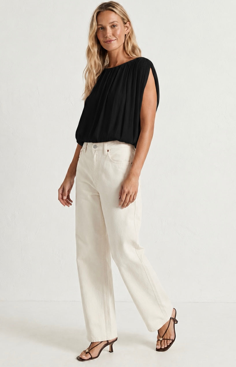 Grecian Drape Bubble Blouse