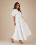 Front Zip Pleats Stretch Shirt Dress