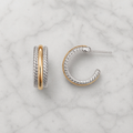 Two Tone Texture Hoop Earrings