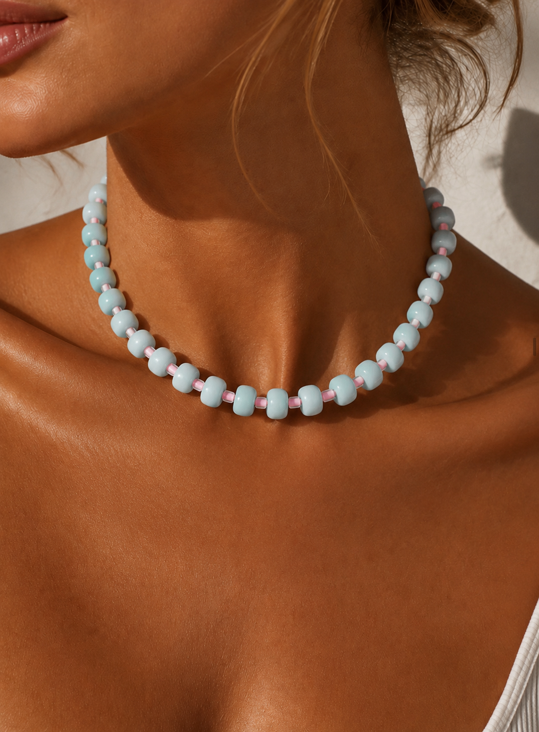 Resin Beaded Colorblock Necklace
