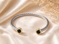 Black Stone Open Cuff Bracelet
