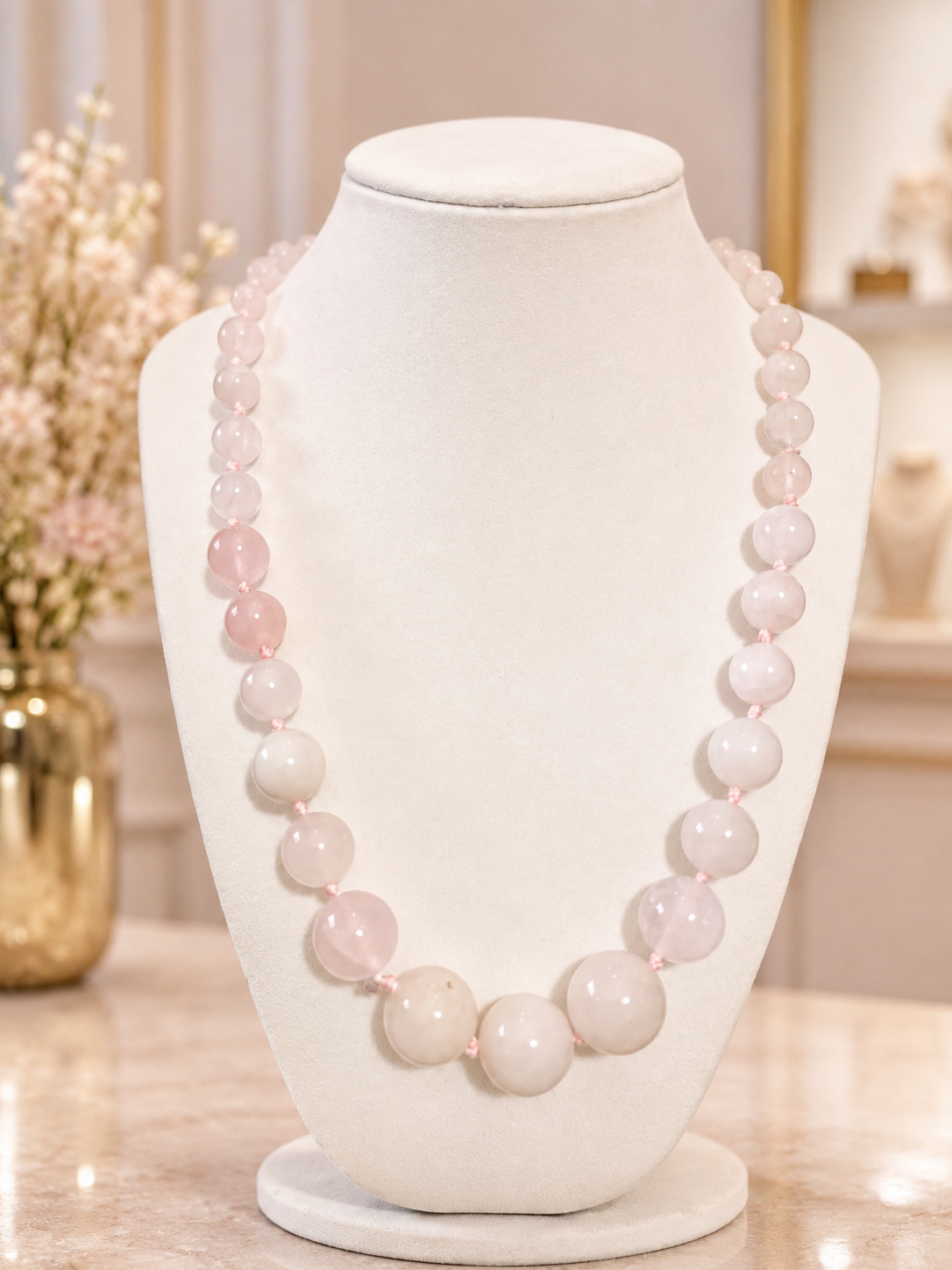 Pink and Ivory Beaded Necklace