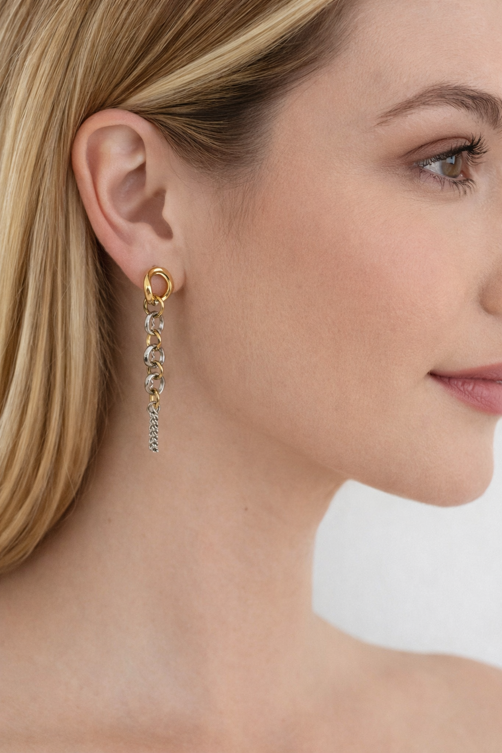 Chain Drop Earrings Gold and Two-Tone