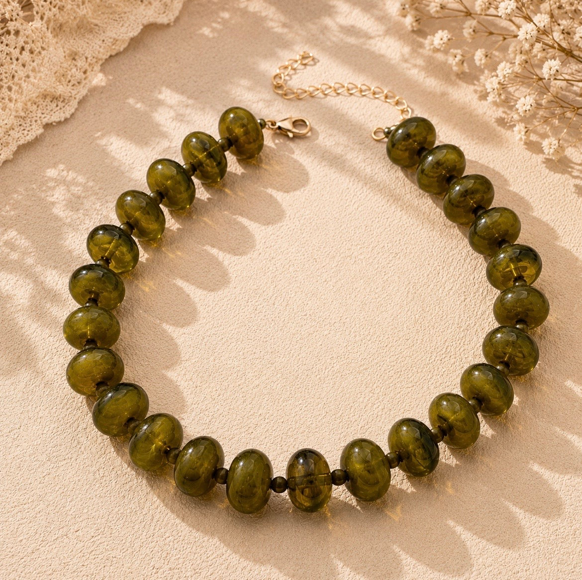 Olive Beaded Necklace