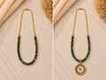 Green Beaded Charm Necklace