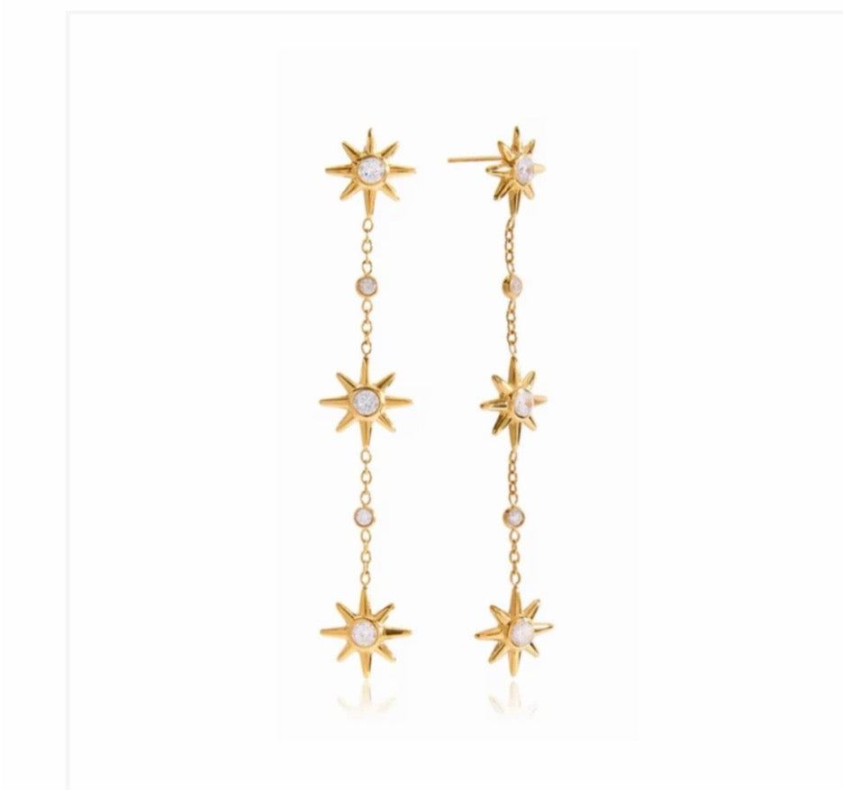 Gold Starburst Drop Earrings