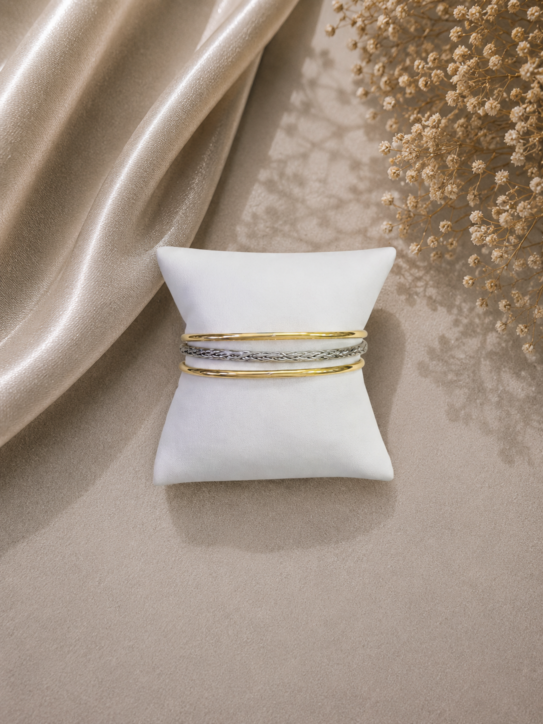Two-Tone Layered Bangle Bracelet