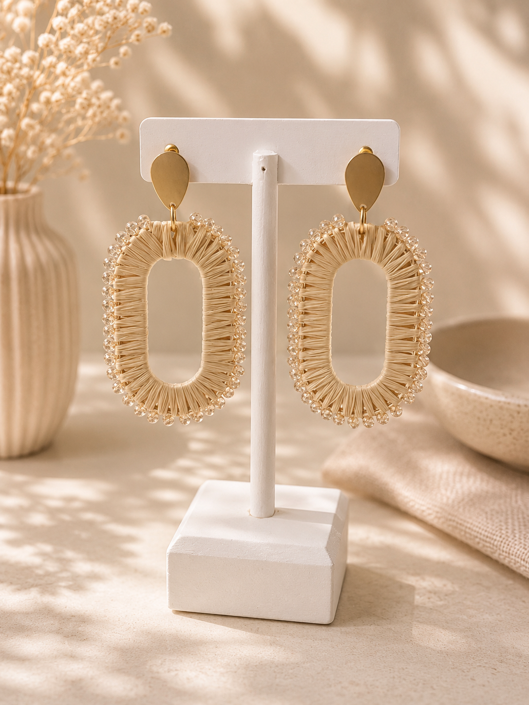 Natural Rafia Statement Earrings