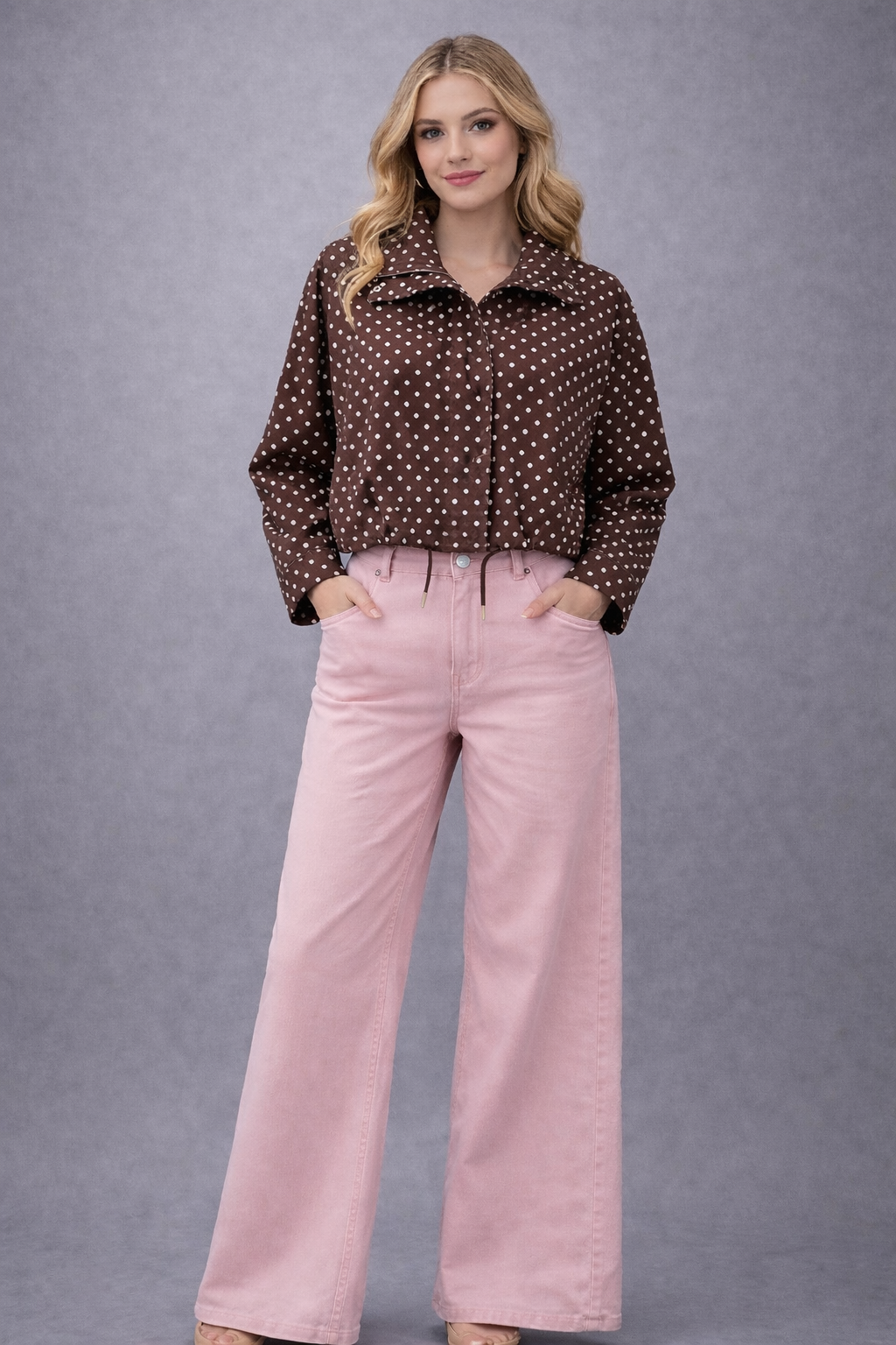Polka Dot Cropped Jacket