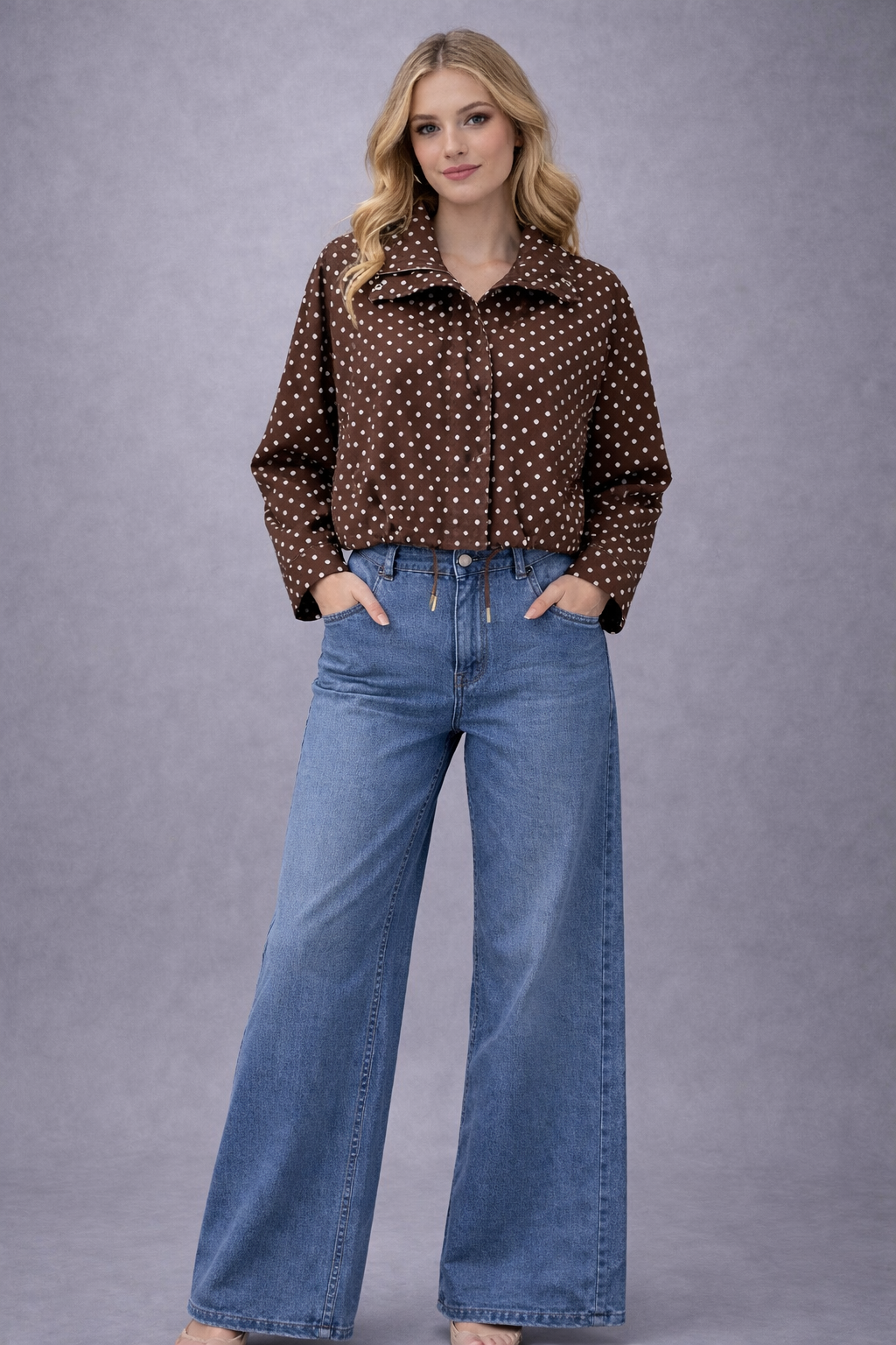 Polka Dot Cropped Jacket