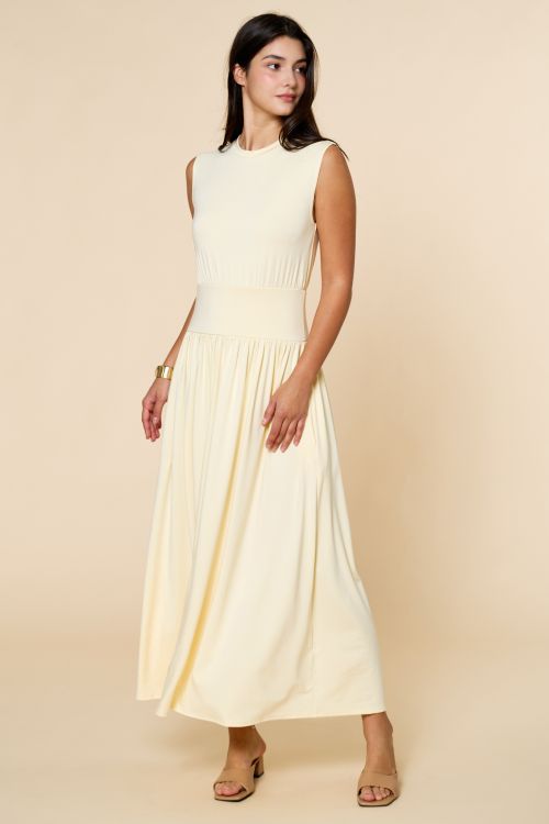 Wide Waist Band Maxi Knit Dress