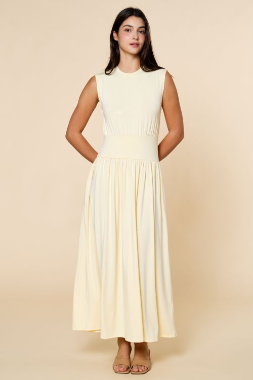 Wide Waist Band Maxi Knit Dress