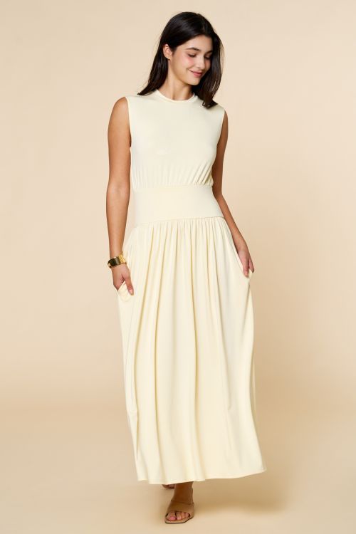 Wide Waist Band Maxi Knit Dress