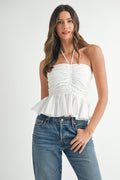 Solid Halter Peplum Top