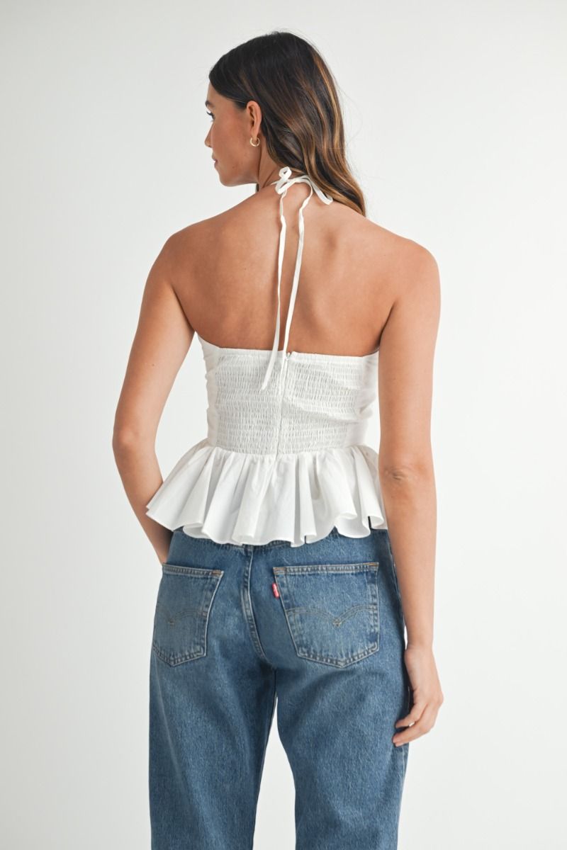 Solid Halter Peplum Top